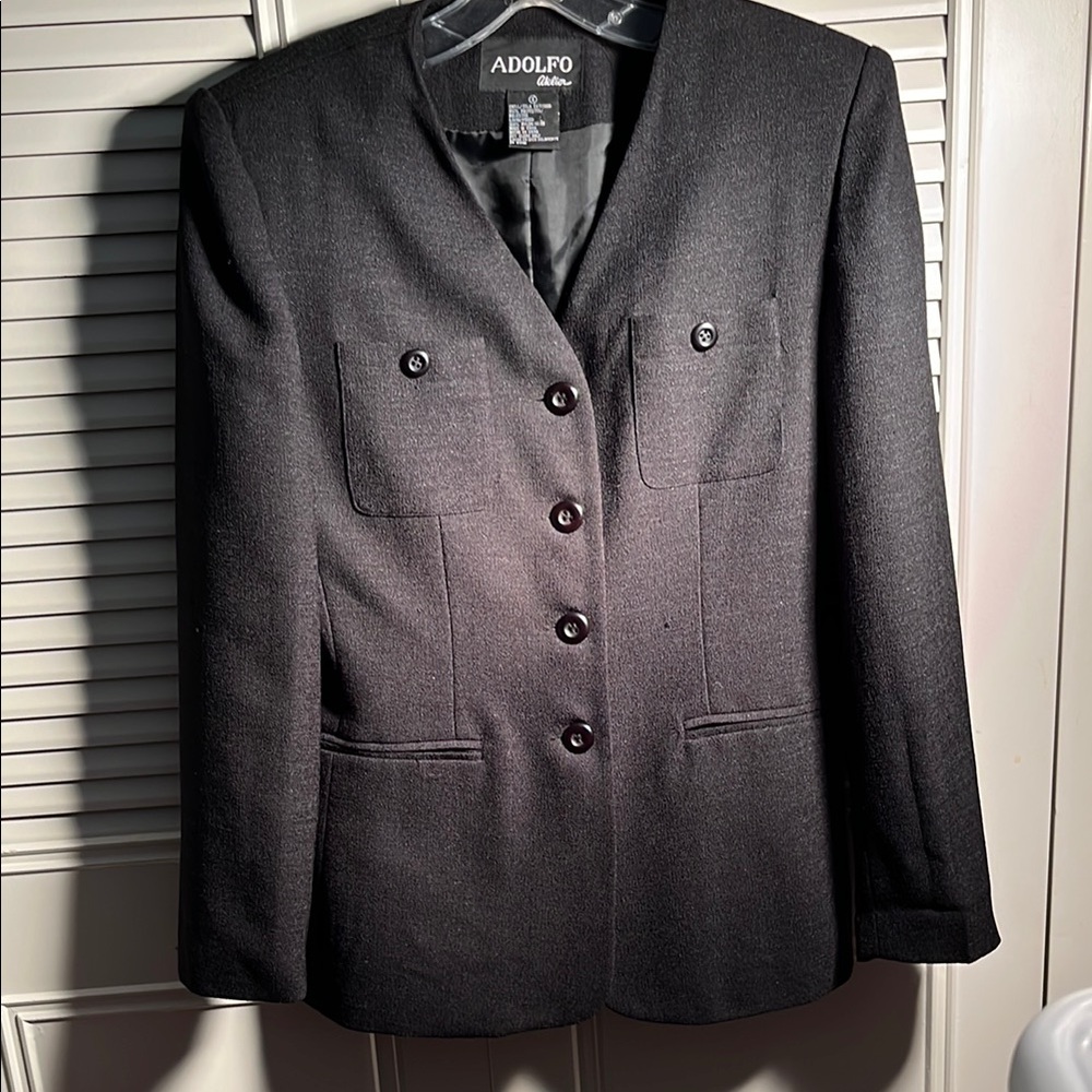 Adolfo Black Size 8 Blazer Jacket Professional